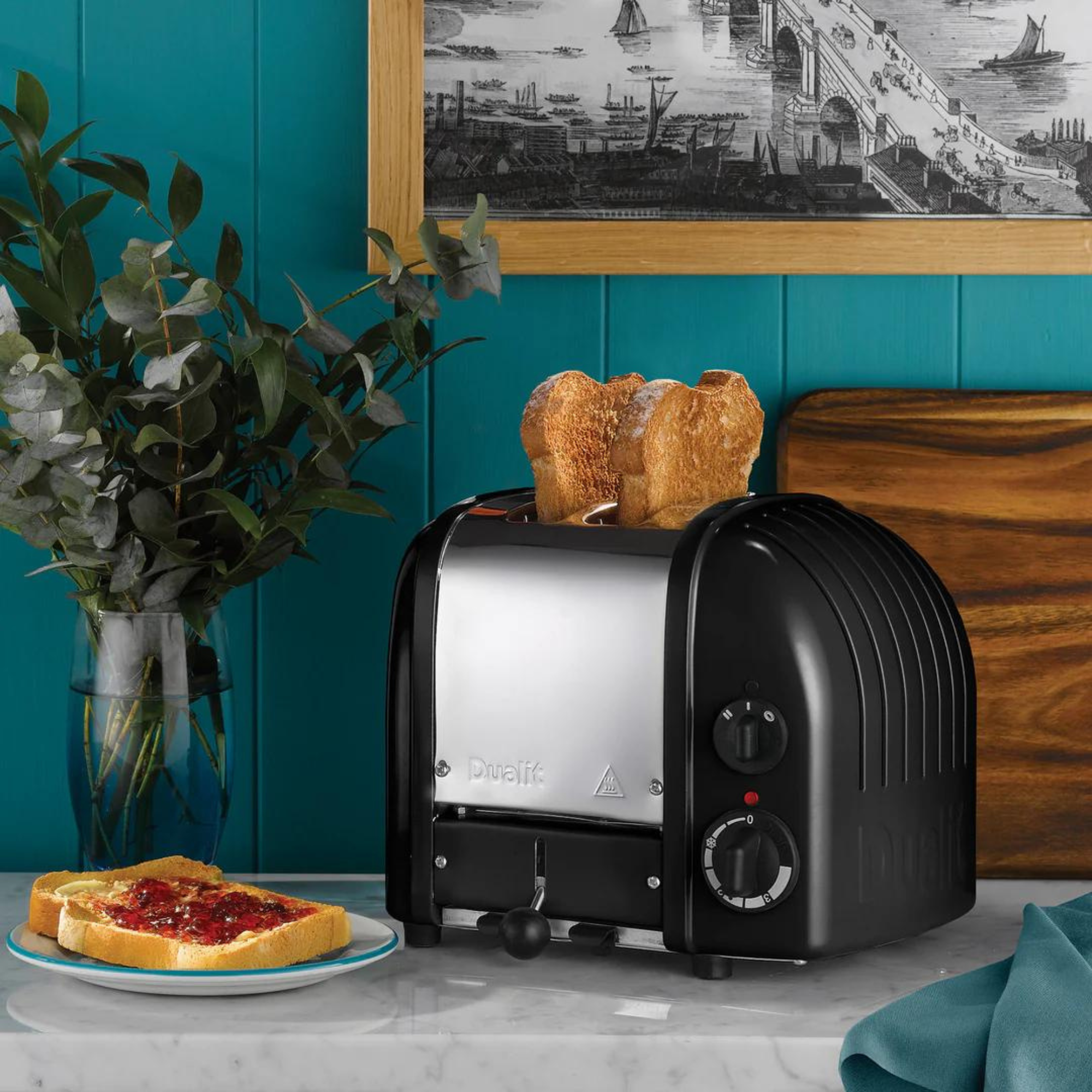 Dualit Toaster Paket 3, 2er Toaster mit Brötchenaufsatz und zwei Sandwichzangen