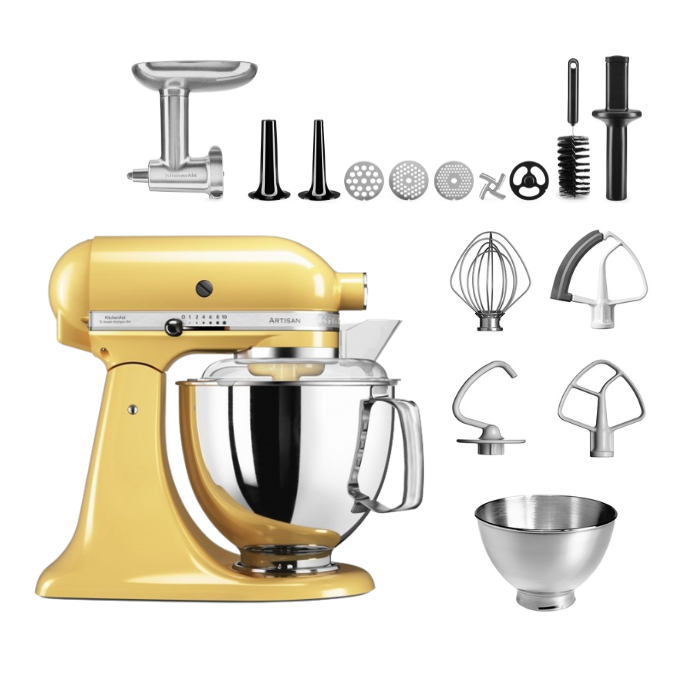 KitchenAid 4,8 L 5KSM175 Artisan Küchenmaschine Meatlover mit Ganzmetall- Fleischwolf