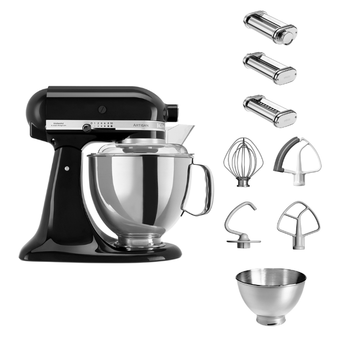 KitchenAid 4,8 L 5KSM175 Artisan Küchenmaschine Pastalover mit Nudelwalzen 3er- Set