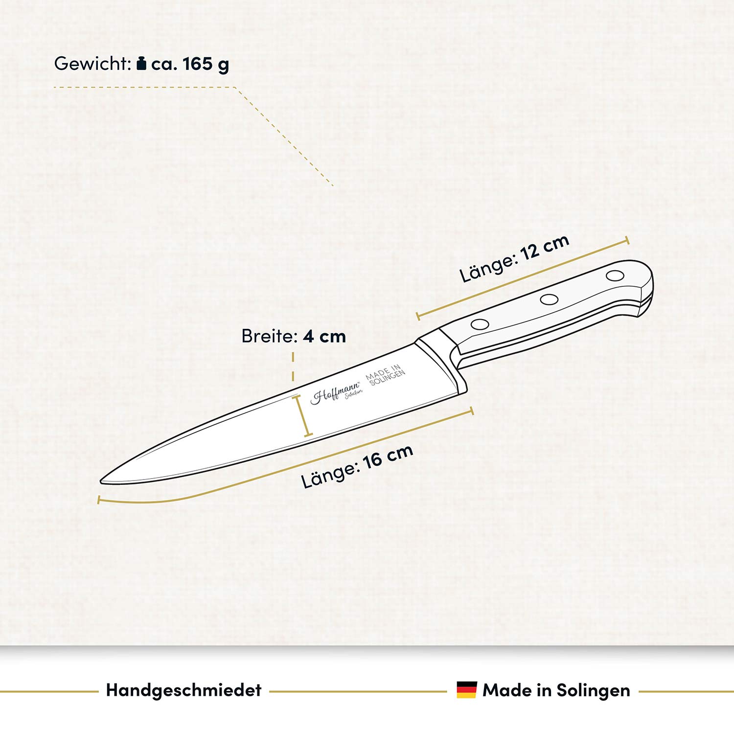 Chefmesser 16 cm, handgeschmiedet in Solingen