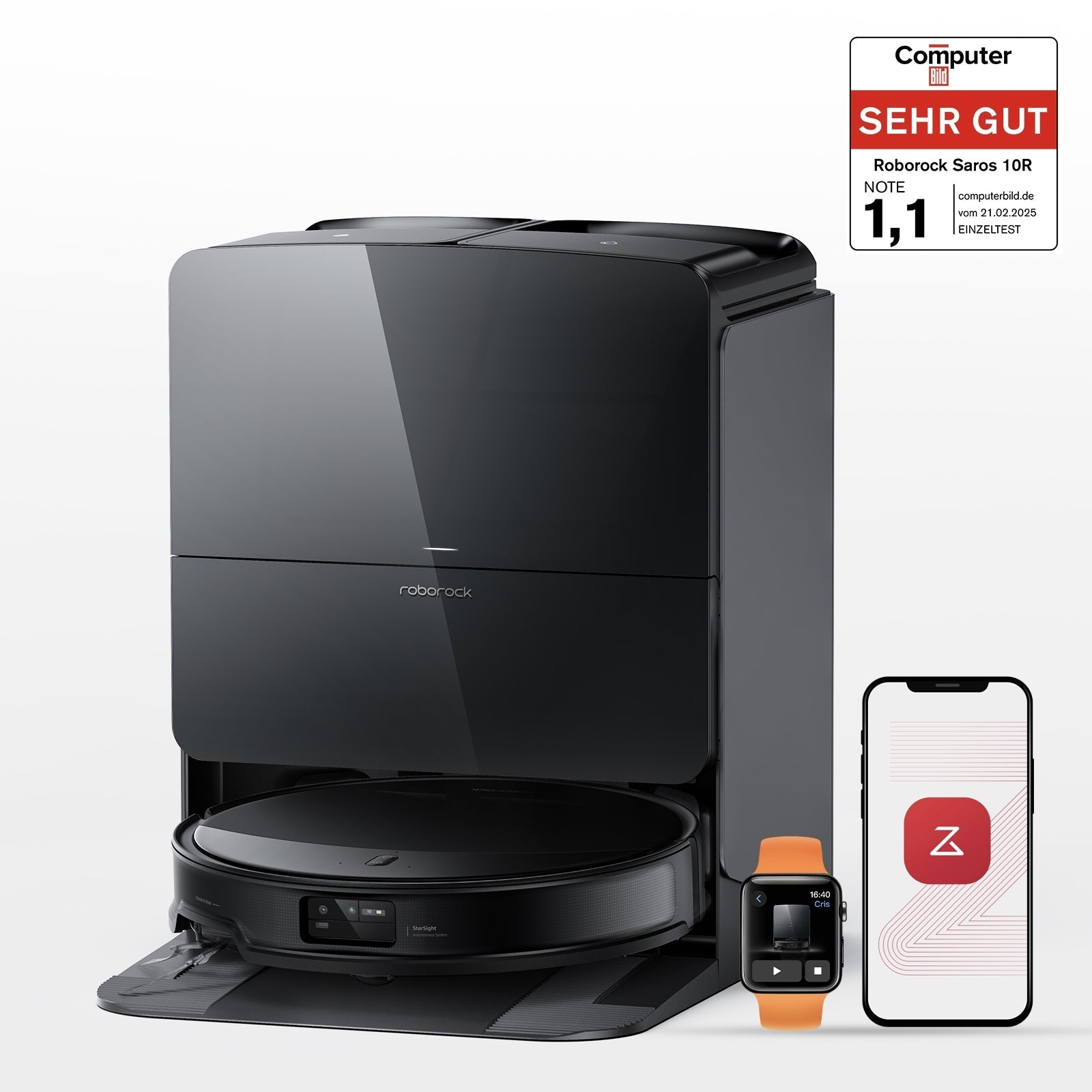 Roborock Saros 10R Saugroboter mit Wischfunktion & angebbarem Wischmopp