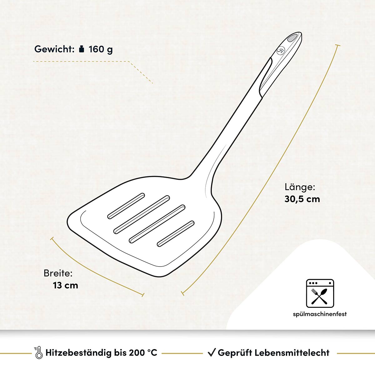 Pfannenwender XXL mit robustem Edelstahlkern