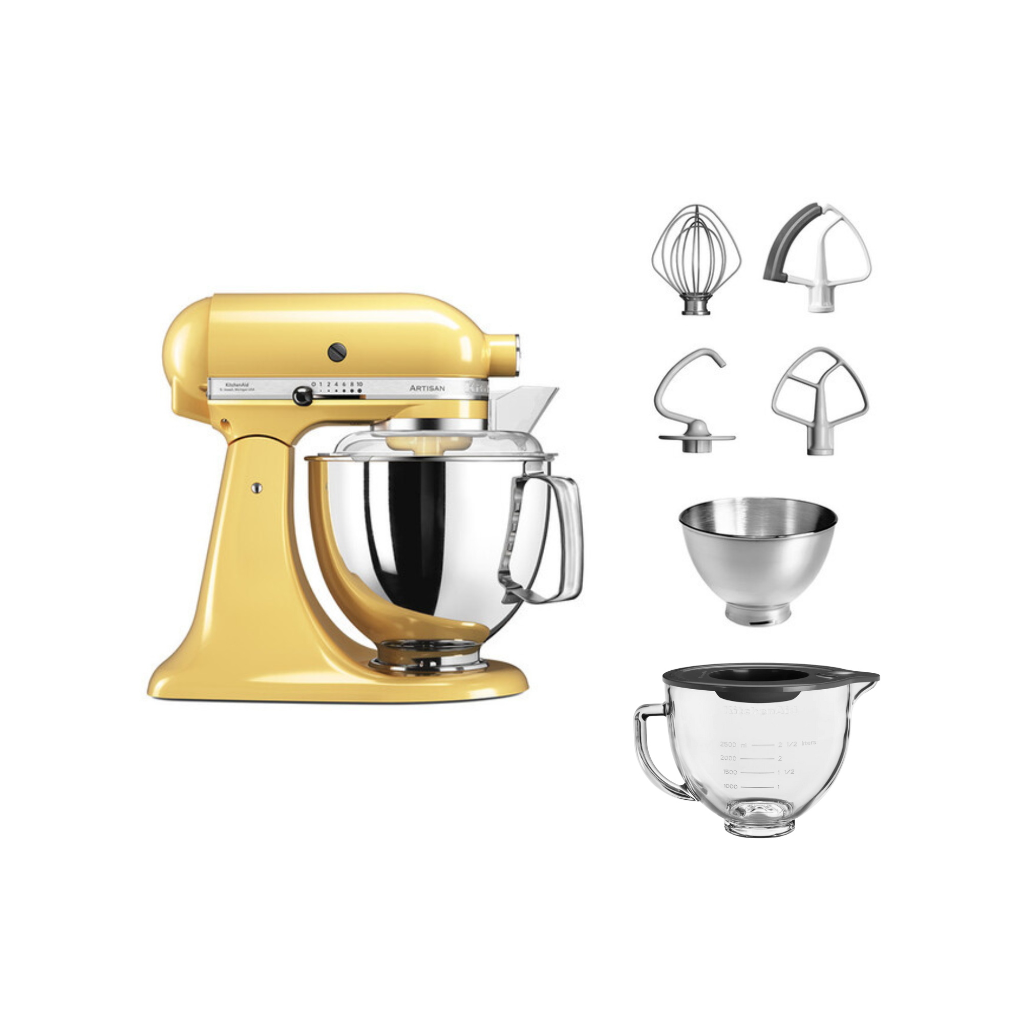 KitchenAid 4,8 L 5KSM175 Artisan Küchenmaschine Glasset mit Glasschüssel
