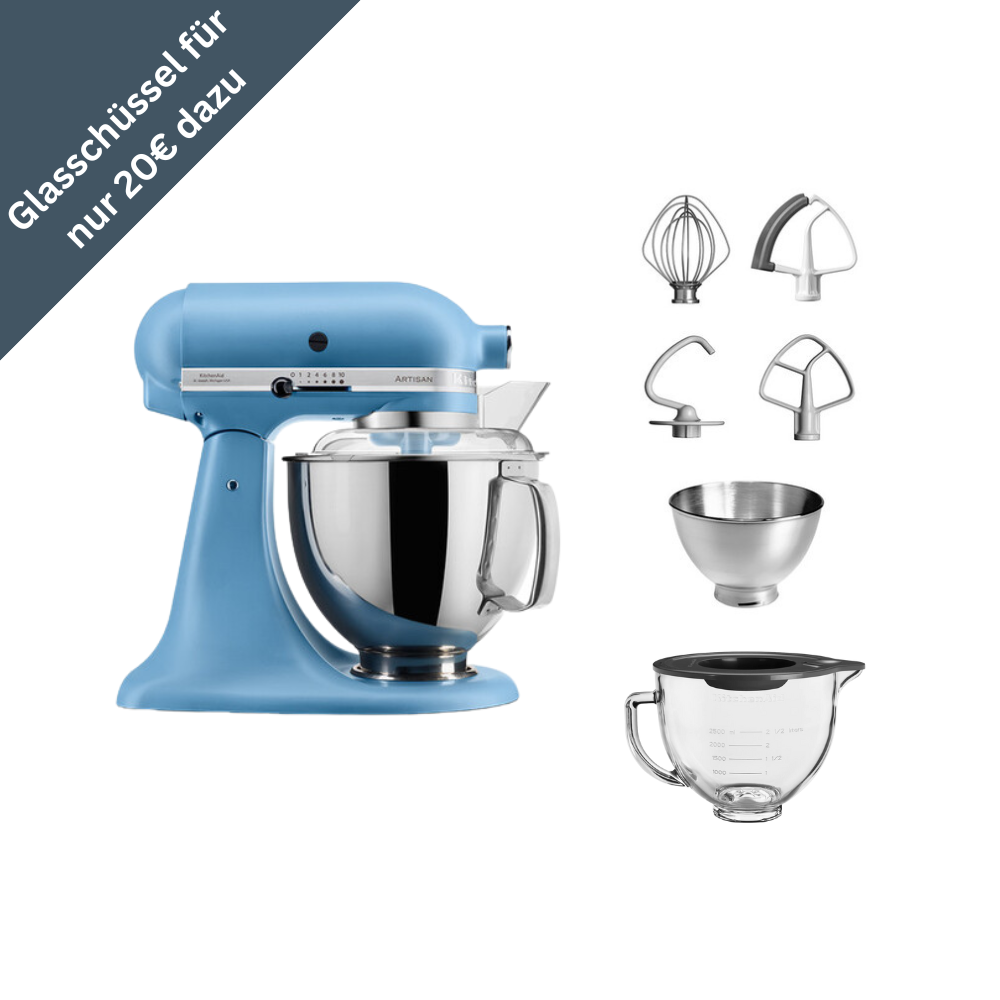 KitchenAid 4,8 L 5KSM175 Artisan Küchenmaschine Glasset mit Glasschüssel