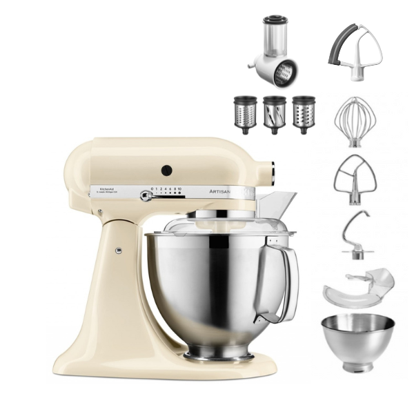 KitchenAid 4,8 L 5KSM185 Artisan Küchenmaschine Beginnerset Artisan Gemüseschneider+Flexirührer