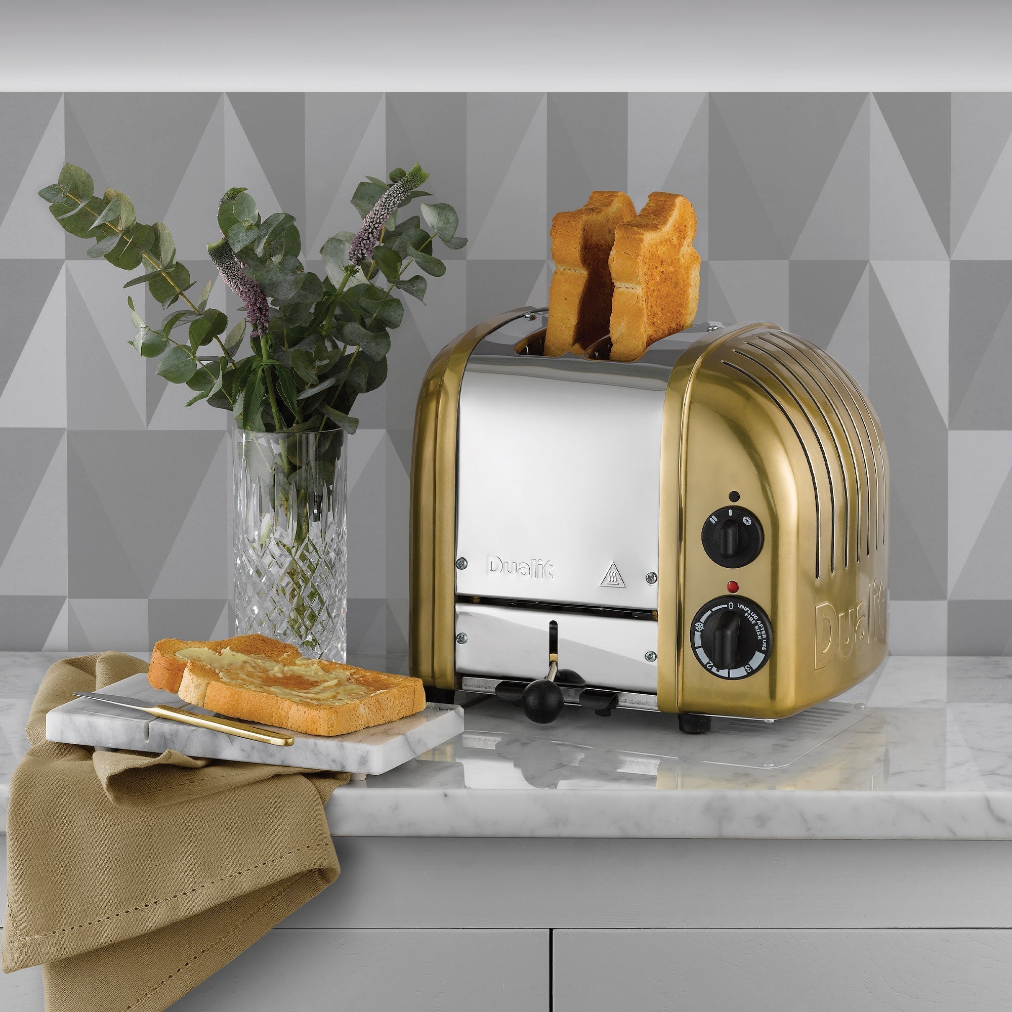 Dualit Toaster Paket 3, 2er Toaster mit Brötchenaufsatz und zwei Sandwichzangen