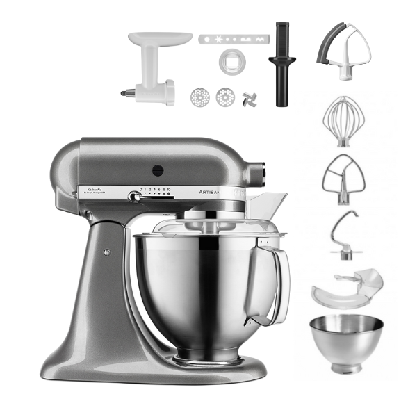 KitchenAid 4,8 L 5KSM185 Artisan Küchenmaschine Cookielover Artisan Fleischwolf+Spritzgebäck+Flexirührer