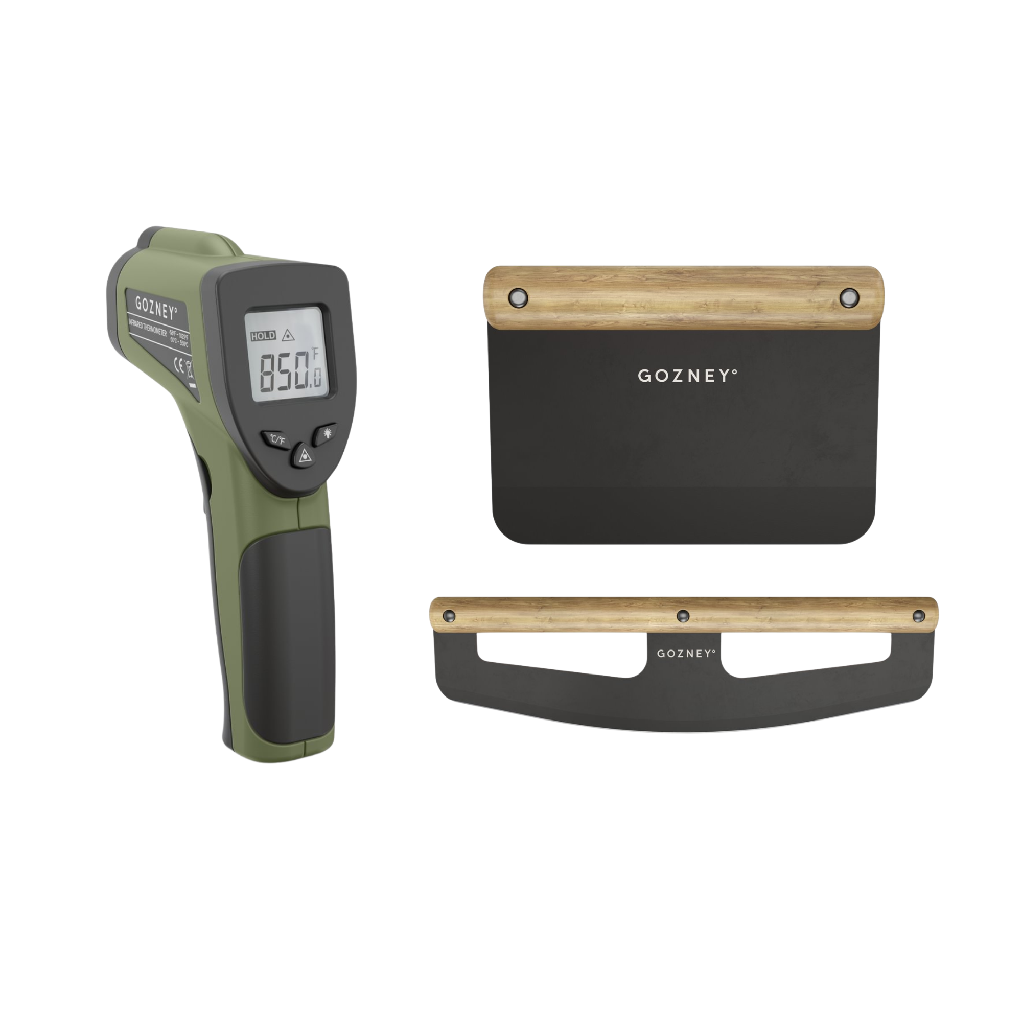 Gozney Zubehörpaket 1 mit Thermometer, Pizza Rocker und Teigschneider