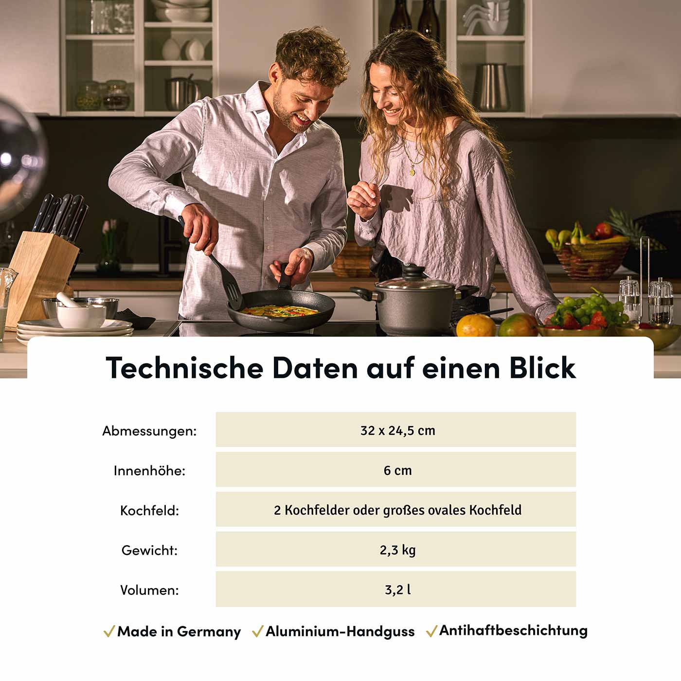 Bratreine Auflaufform 32 x 24,5 cm I Deckel optional