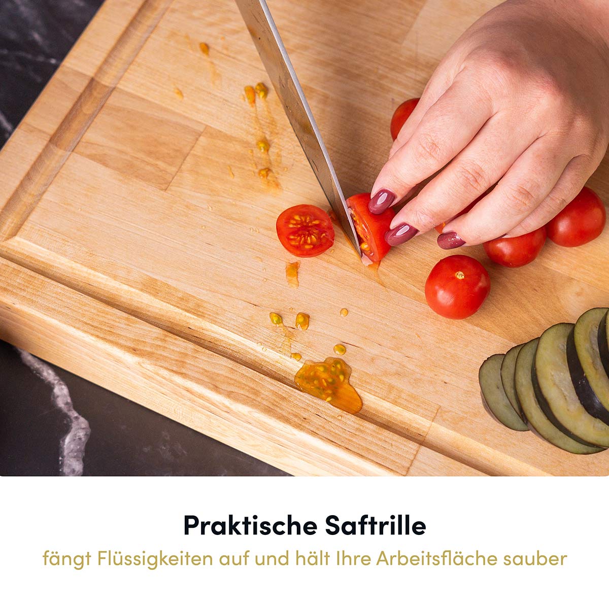 Massives Schneidebrett 43x30 cm I 40 mm starkes Birkenholz